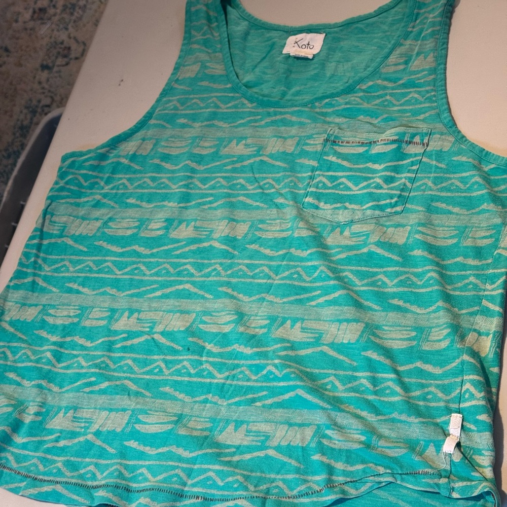 Teal Patterned Urban Outfitters Tank Top